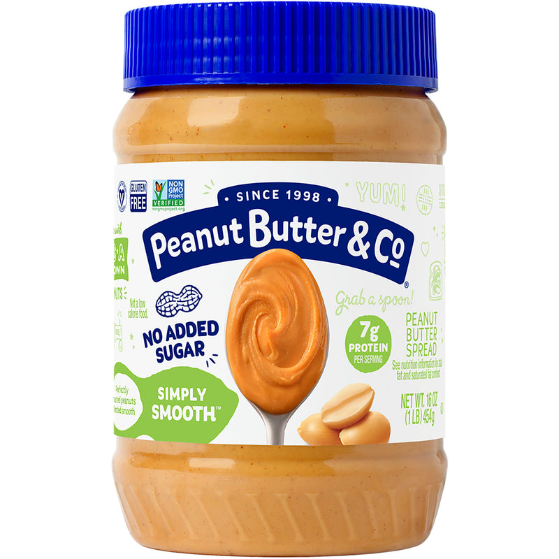 Simply Smooth Peanut Butter Spread XAll Natural Smooth Peanut Butter Spread Vegan 16 Ounce Size - 6 Per Case.
