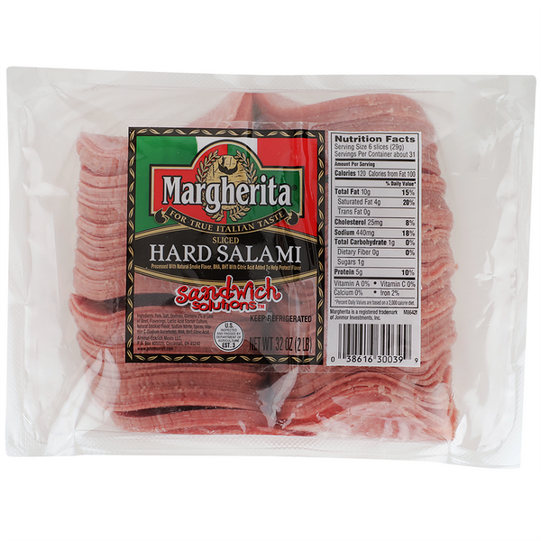 Salami Sliced Hard Margherita Sandwich Solution 2 Pound Each - 8 Per Case.