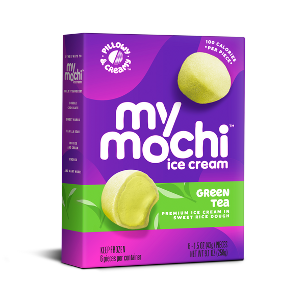 Mymochi Green Tea Mochi Ice Cream 6 Count Packs - 12 Per Case.