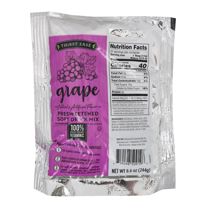 Thirst Ease Drink Mix Grape 8.6 Ounce Size - 12 Per Case.