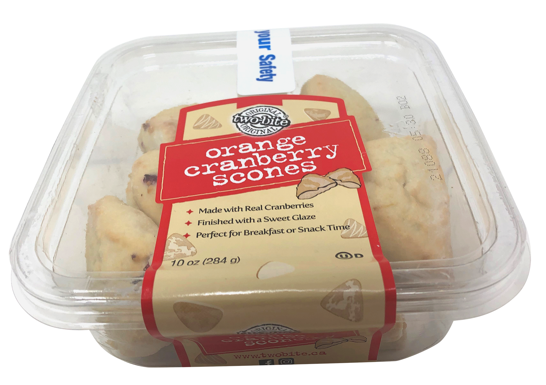 Two Bite® Orange Cranberry Scones 10 Ounce Size - 24 Per Case.