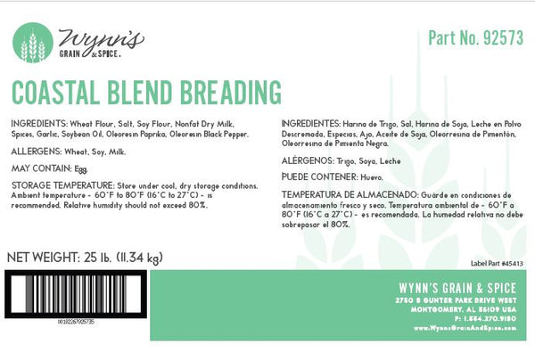 Wynn's Grain & Spice Coastal Blend Breading 25 Pound Each - 1 Per Case.