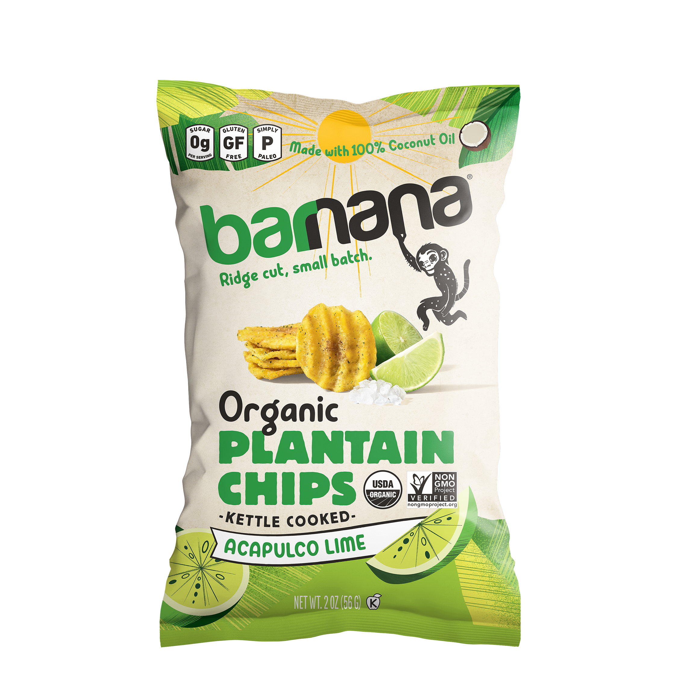 Barnana Lime Plantain Chips 56 Grams Each - 6 Per Case.