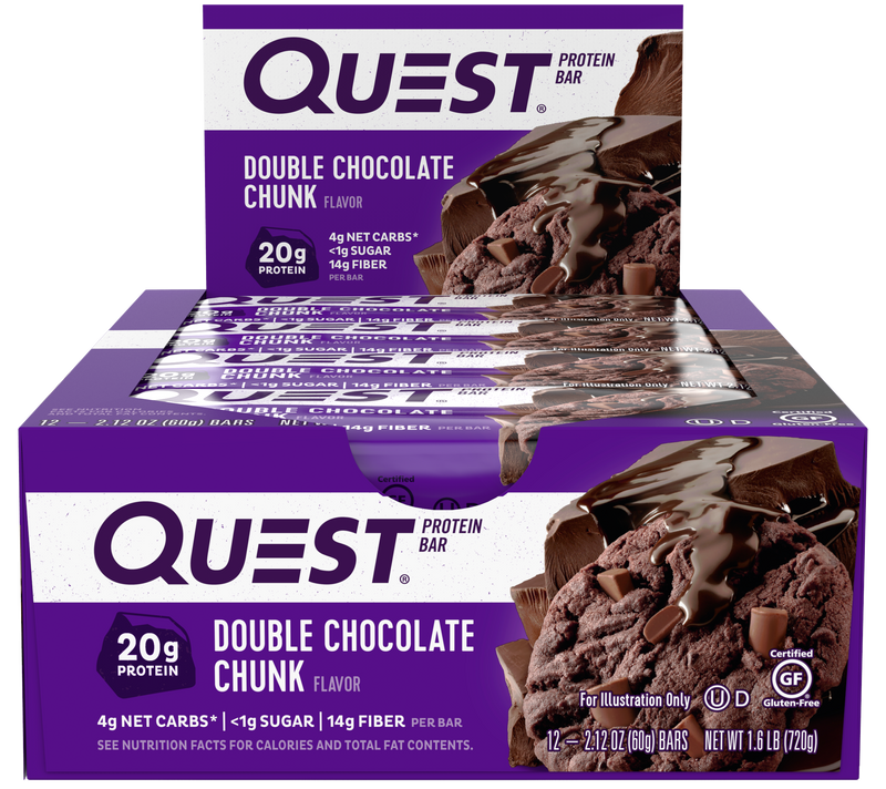 Quest Bar Double Chocolate Chunk 2.12 Ounce Size - 144 Per Case.