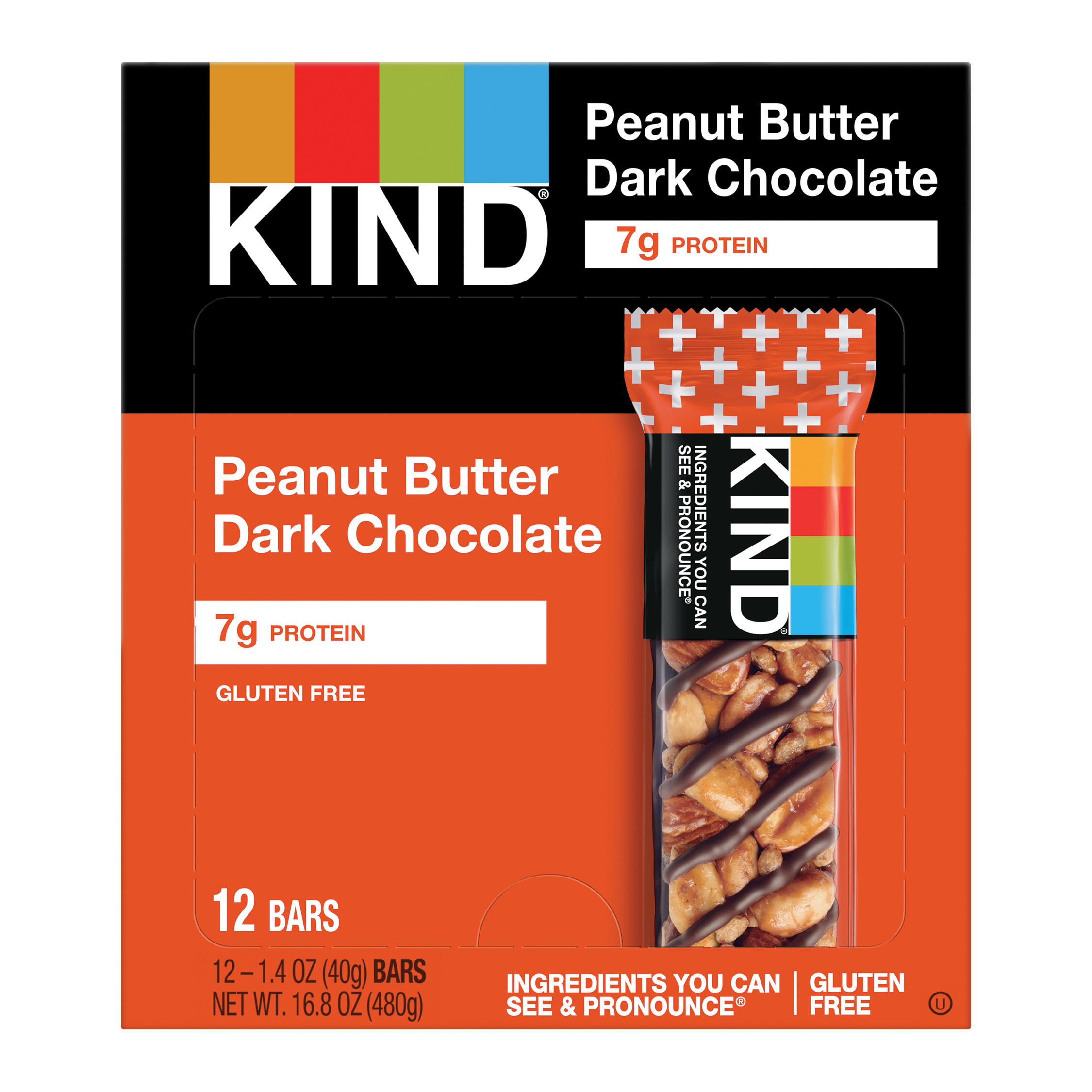 Kind Healthy Snacks Peanut Butter Dark Chocolate Bar 1.4 Ounce Size - 72 Per Case.