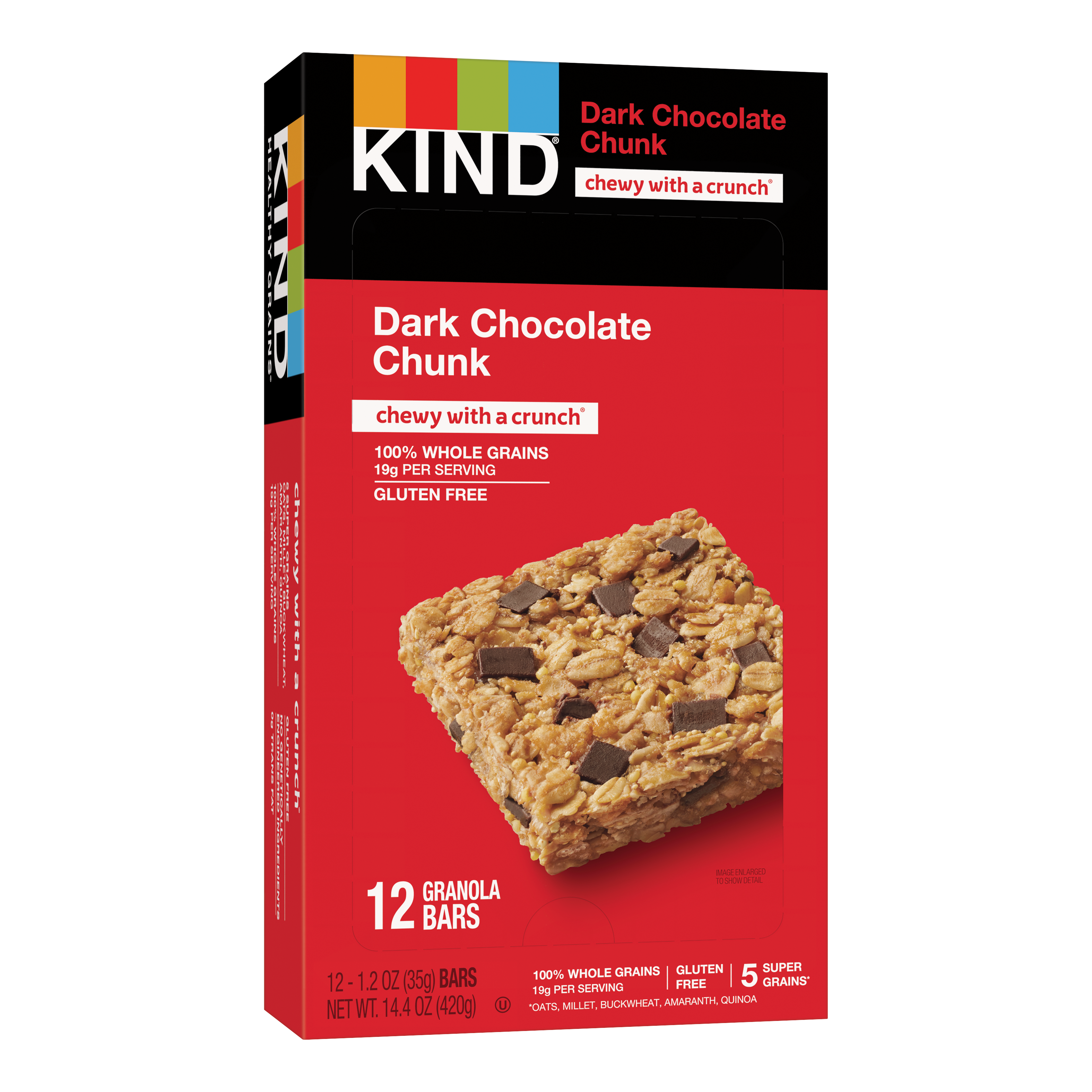 Kind Healthy Snacks Dark Chocolate Chunk Granola Bar 1.2 Ounce Size - 72 Per Case.