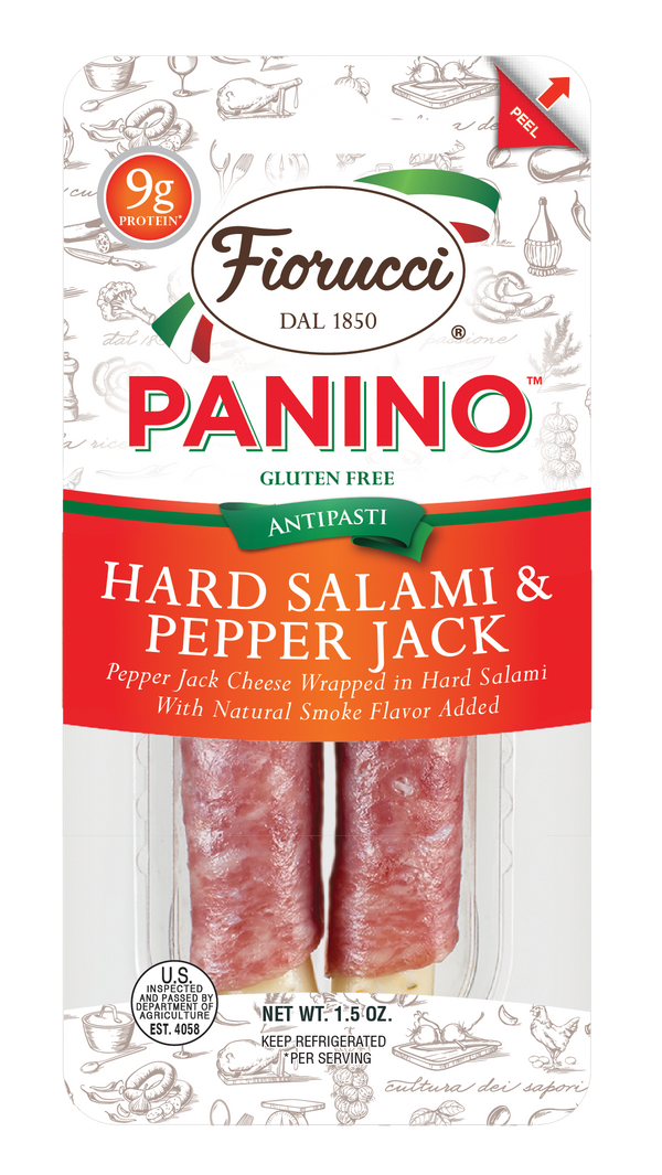 Fiorucci Hard Salami & Pepper Jack Panino 1.5 Ounce Size - 16 Per Case.