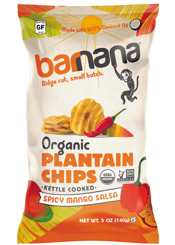 Barnana Spicy Mango Salsa Plantain Chips 140 Grams Each - 6 Per Case.