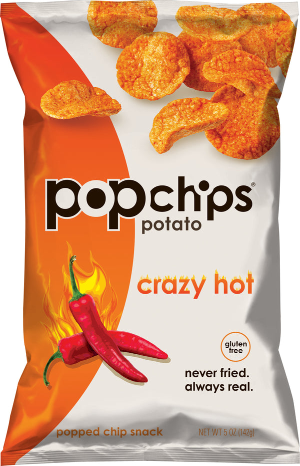 Popchips Crazy Hot Potato Chip Snack 5 Ounce Size - 12 Per Case.