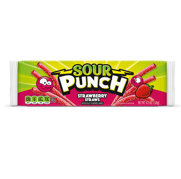 Sour Punch Straws Strawberry Casetray 4.5 Ounce Size - 24 Per Case.