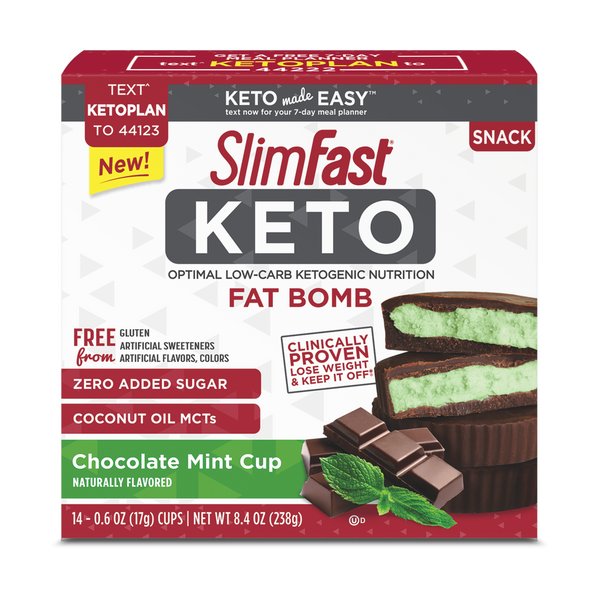 Slimfast Keto Fat Bomb Mint Cup (ct Box) Shipper 0.59 Ounce Size - 56 Per Case.