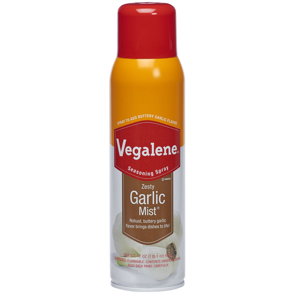 Vegalene Zesty Garlic Mist Seasoning Pan Spray Aerosol 17 Ounce Size - 6 Per Case.