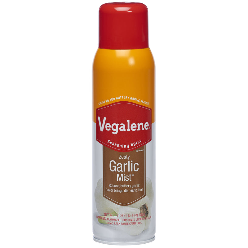 Vegalene Zesty Garlic Mist Seasoning Pan Spray Aerosol 17 Ounce Size - 6 Per Case.