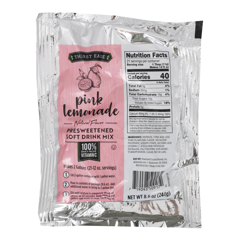 Thirst Ease Drink Mix Pink Lemonade 8.6 Ounce Size - 12 Per Case.
