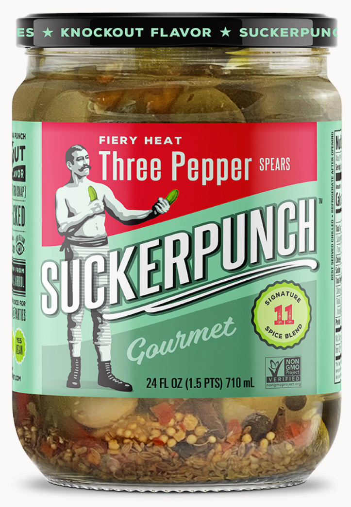Sucker Punch Pepper Fire Pickle Spears 24 Ounce Size - 6 Per Case.