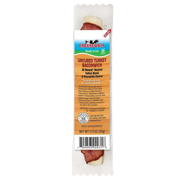 Cheesewich Mozzarella String Cheese And Turkey Bacon 1.17 Ounce Size - 144 Per Case.