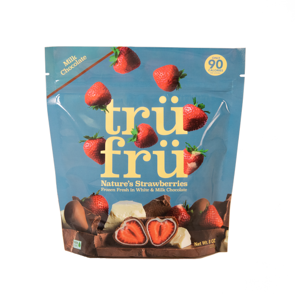 Tru Fru Hyper Chilled Grab & Share Whole Strawberries In White & Milk Chocolate 8 Ounce Size - 6 Per Case.