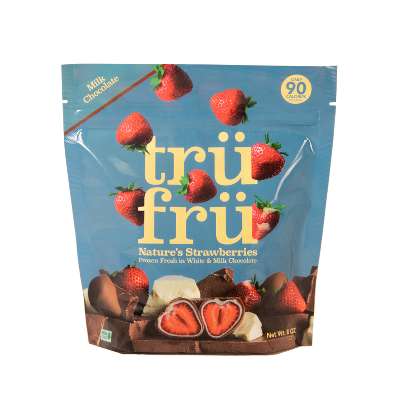 Tru Fru Hyper Chilled Grab & Share Whole Strawberries In White & Milk Chocolate 8 Ounce Size - 6 Per Case.