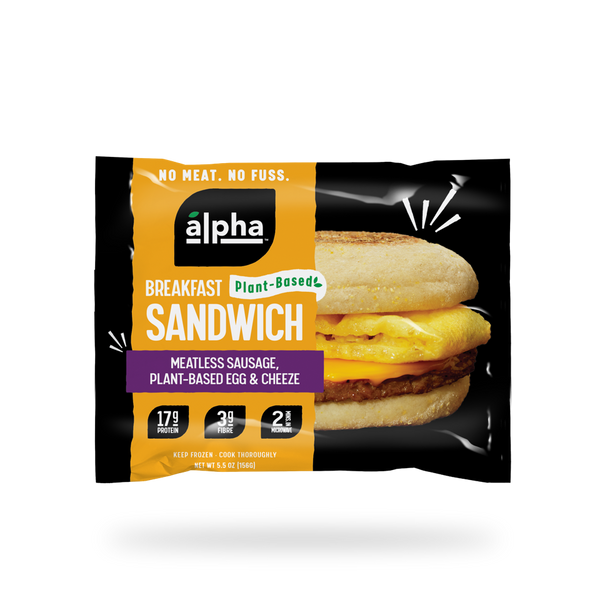 Alpha Foods Plant Based Breakfast Sandwich Original 5.5 Ounce Size - 10 Per Case.