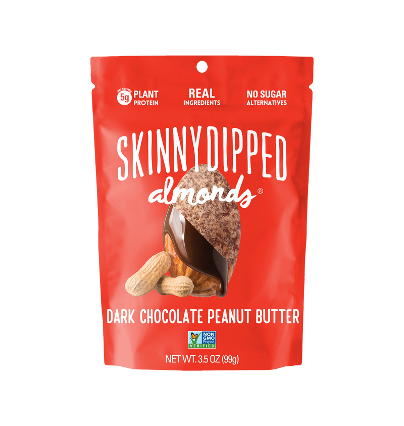 Skinny Dipped Almonds Dark Chocolate & Peanut Butter Skinny Dipped Almonds Zipper Pouch 3.5 Ounce Size - 10 Per Case.