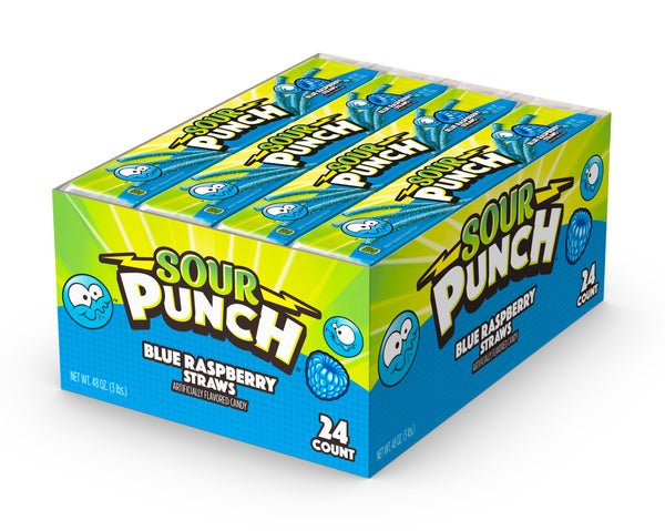 Sour Punch Straws Blue Raspberry Casecaddytray 2 Ounce Size - 288 Per Case.