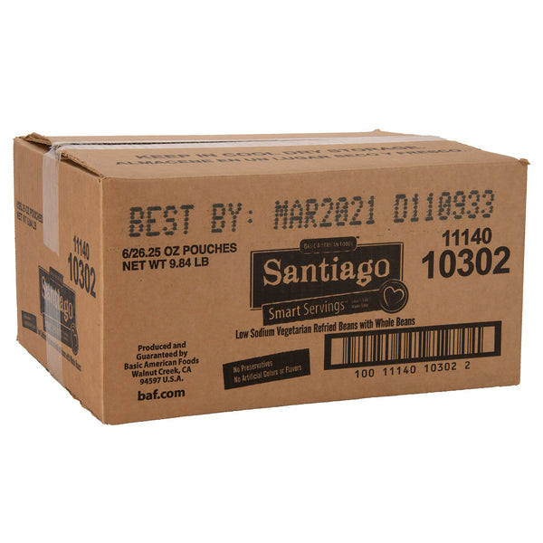 Santiago® Smart Servings™ Low Sodium Vegetarian Refried Pinto Beans Servin 26.25 Ounce Size - 6 Per Case.