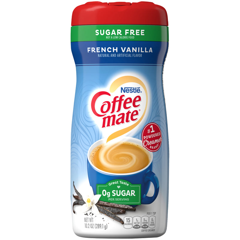 Nestle Coffee Mate Creamer Sugar Free Frenchvanilla 10.2 Ounce Size - 6 Per Case.