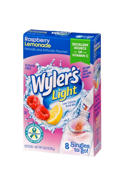 Wylers Light Raspberry Lemonade Singles To Go 8 Count Packs - 12 Per Case.
