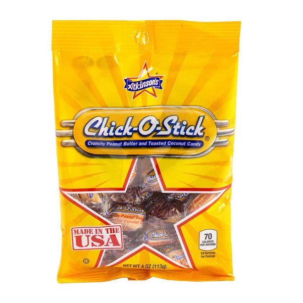 Atkinson Candy Chick-O-Stick Nugget Peg Bag 4 Ounce Size - 12 Per Case.