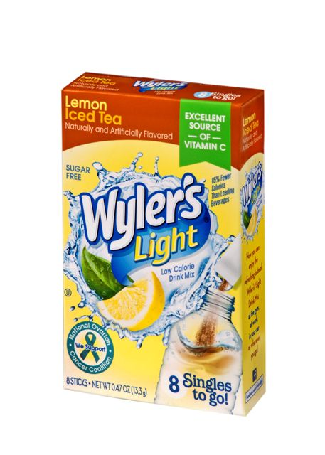 Wylers Light Lemon Iced Tea Singles To Go 8 Count Packs - 12 Per Case.