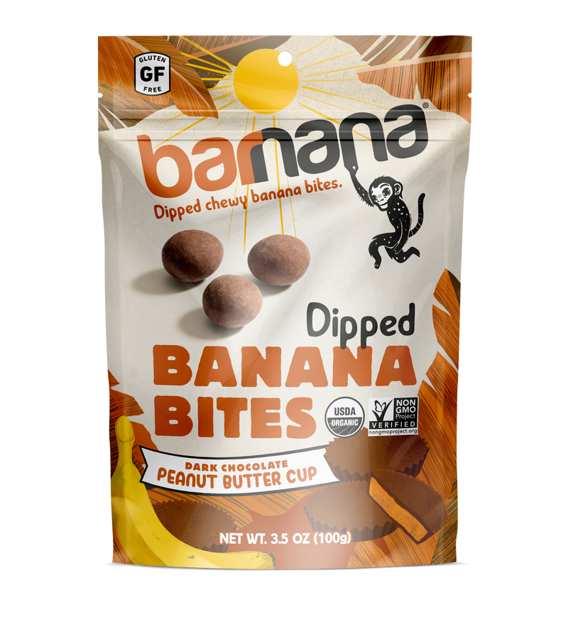 Barnana Peanut Butter Cup Banana Bites 3.5 Ounce Size - 12 Per Case.