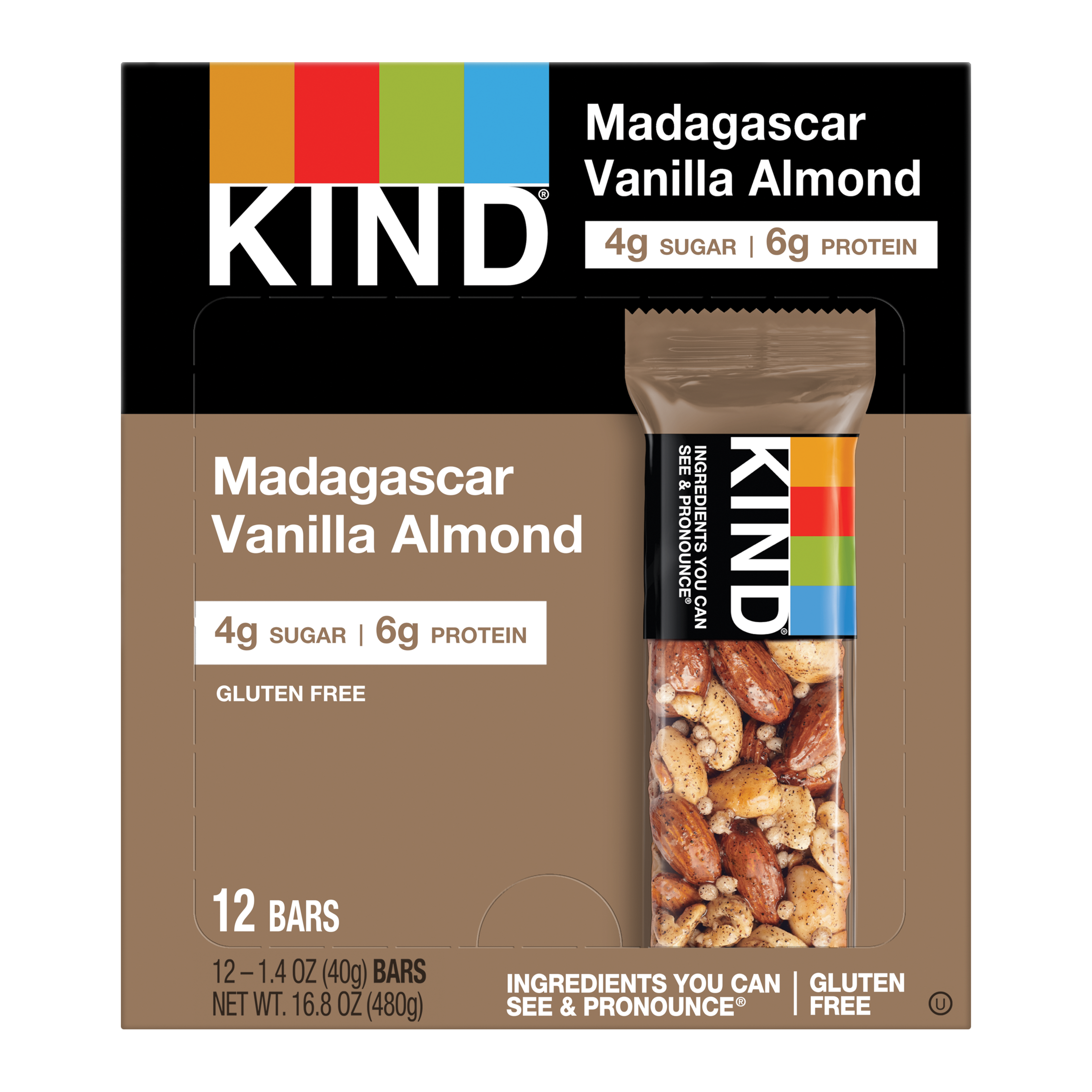 Kind Healthy Snacks Madagascar Vanilla Almond Bar 1.4 Ounce Size - 72 Per Case.