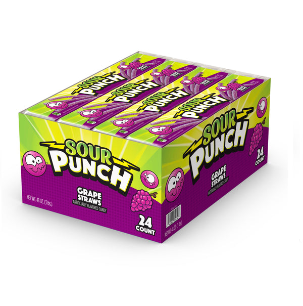 Sour Punch Straws Grape Casecaddytray 2 Ounce Size - 288 Per Case.