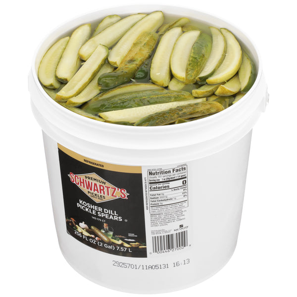 Schwartz's Kosher Quarter Cut Pickle Spears, 2 Gallon (1 per case)