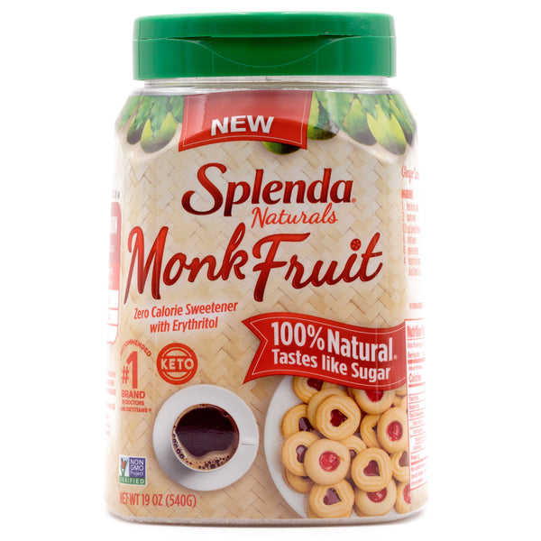 Splenda Monk Fruit Zero Calorie Sweetener Jar19 Ounce Size - 6 Per Case.