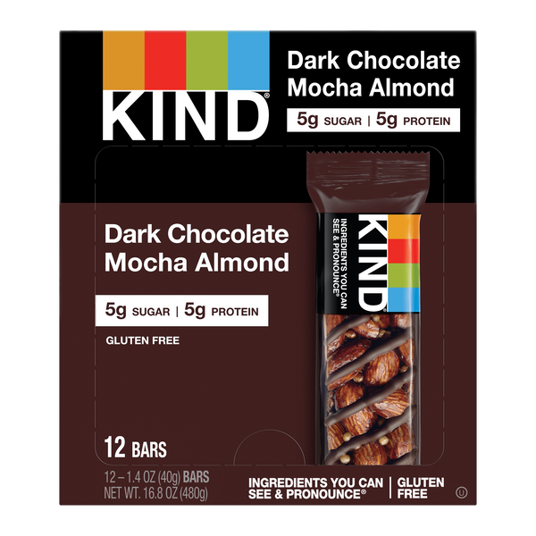 Kind Healthy Snacks Dark Chocolate Mocha Almond Bar 1.4 Ounce Size - 72 Per Case.