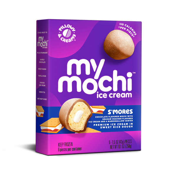 Mymochi Smores Mochi Ice Cream 6 Count Packs - 12 Per Case.