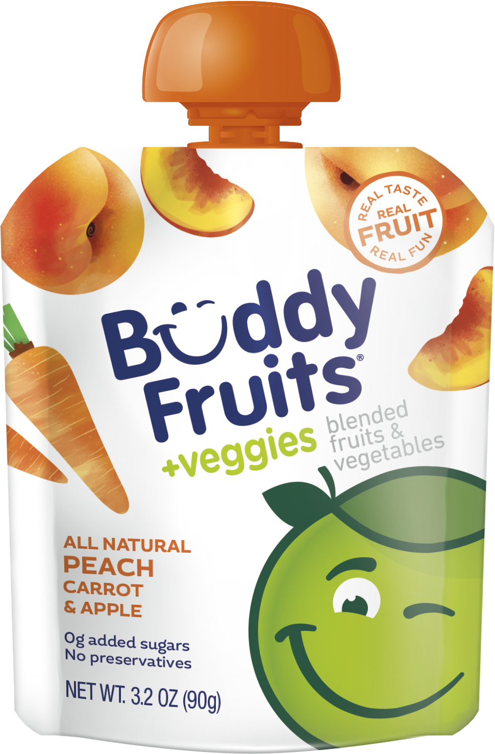 Buddy Fruits Veggies Peach Carrot 3.2 Ounce Size - 18 Per Case.