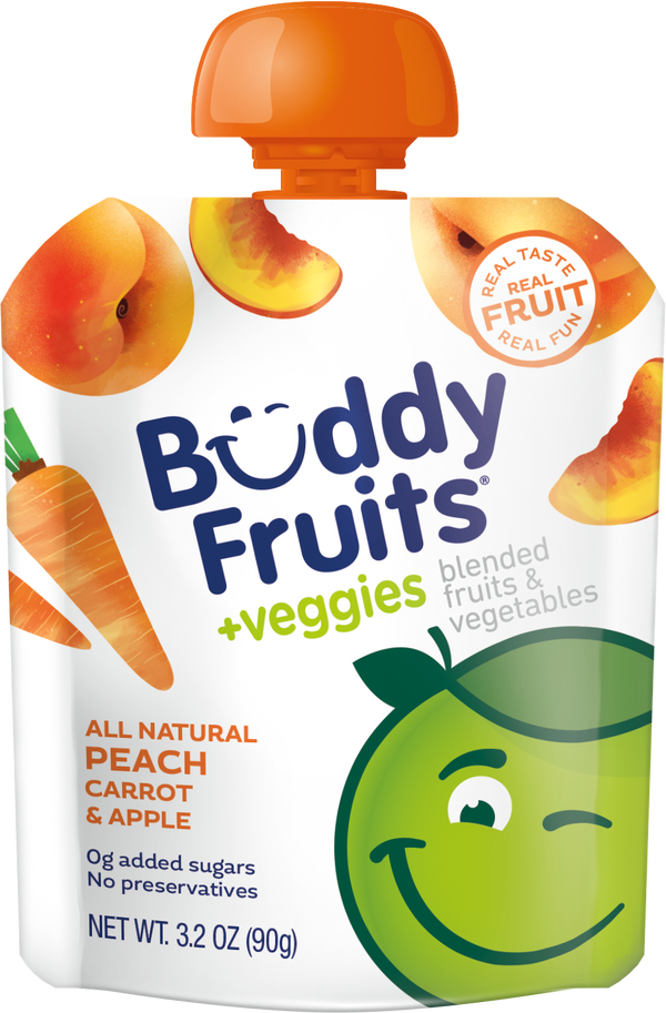 Buddy Fruits Veggies Peach Carrot 3.2 Ounce Size - 18 Per Case.