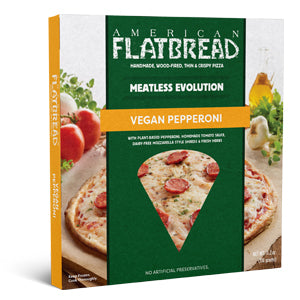 American Flatbreads 10 Inch Vegan Plant Based Pepperoni 11.2 Ounce Size - 6 Per Case.