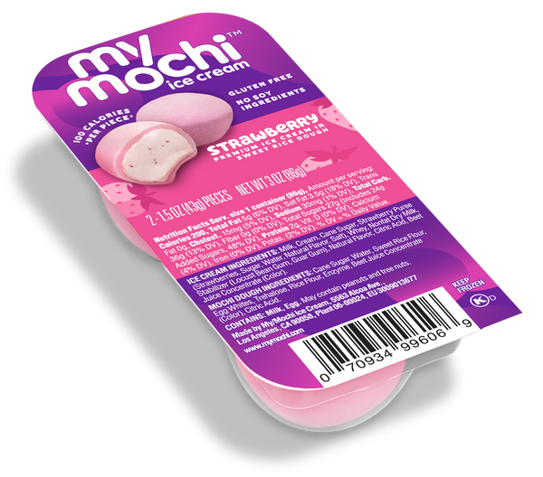 Mymochi Strawberry Mochi Ice Cream 1.5 Ounce Size - 12 Per Case.