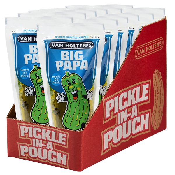 Van Holten's Big Papa Dill Pickle Individually Packed In A Pouch, 1 Each - 12 Per Case.