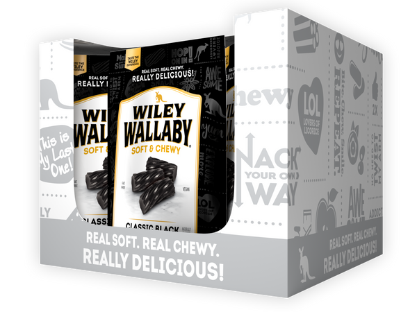 Wiley Wallaby Black Liquorice 10 Ounce Size - 10 Per Case.