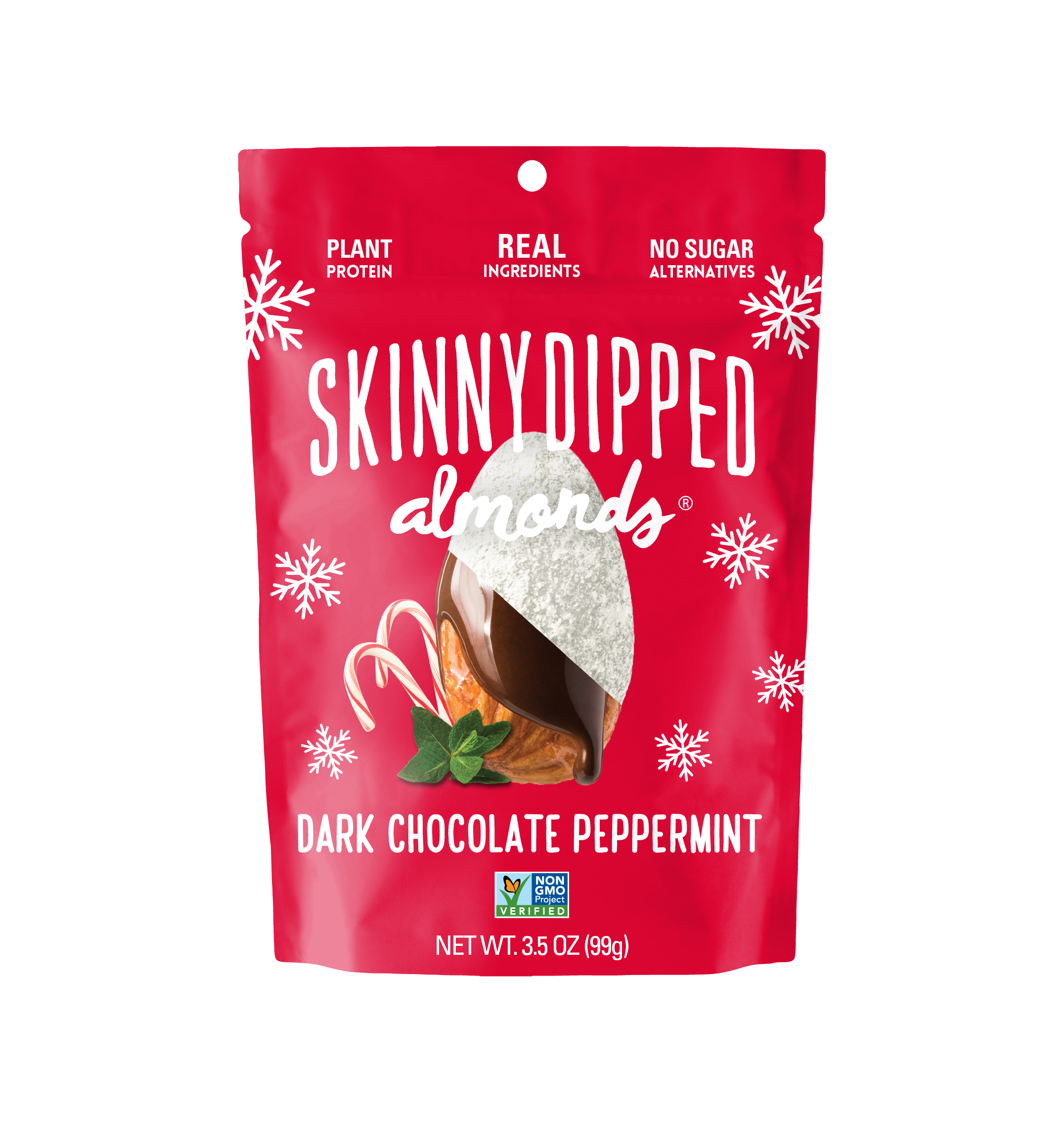 Skinny Dipped Almonds Dark Chocolate Peppermint Almonds 3.5 Ounce Size - 10 Per Case.