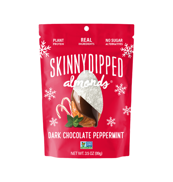 Skinny Dipped Almonds Dark Chocolate Peppermint Almonds 3.5 Ounce Size - 10 Per Case.
