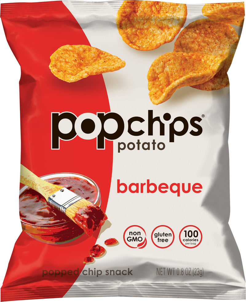 Popchips Barbeque Potato Chip Snack 0.8 Ounce Size - 24 Per Case.