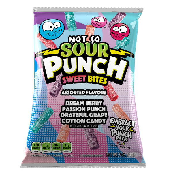 Sour Punch Sweet Bites Dream Berry (blue Razcherrylime) Passion Punch (strawberrywaterm 5 Ounce Size - 12 Per Case.