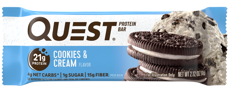 Quest Bar Cookies And Cream 2.12 Ounce Size - 144 Per Case.
