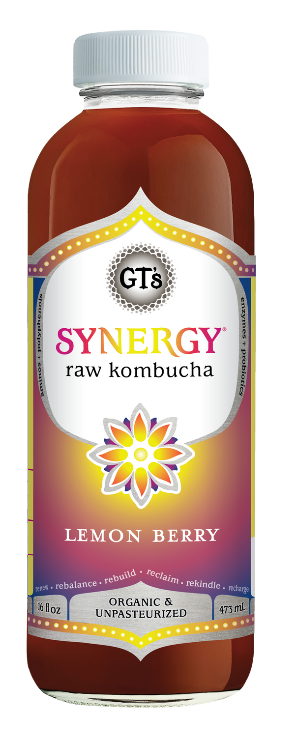 Gt's Synergy Kombucha Lemon Berry Kombucha 16 Fluid Ounce - 6 Per Case.