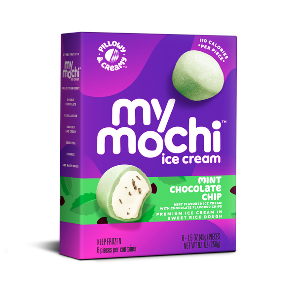 Mymochi Mint Chip Mochi Ice Cream 6 Count Packs - 12 Per Case.